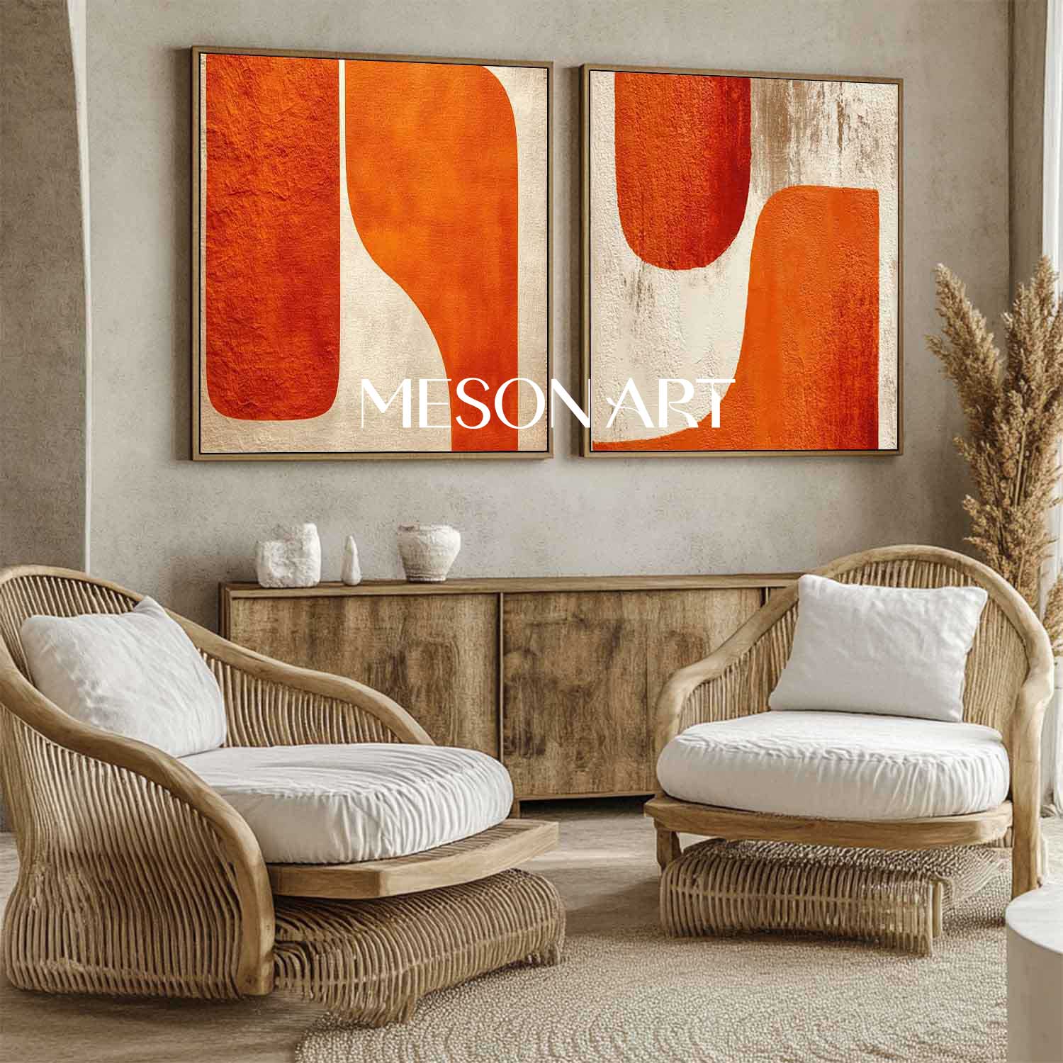 Contemporary Minimalist Art Set Of 2 #SP169 - Image 2